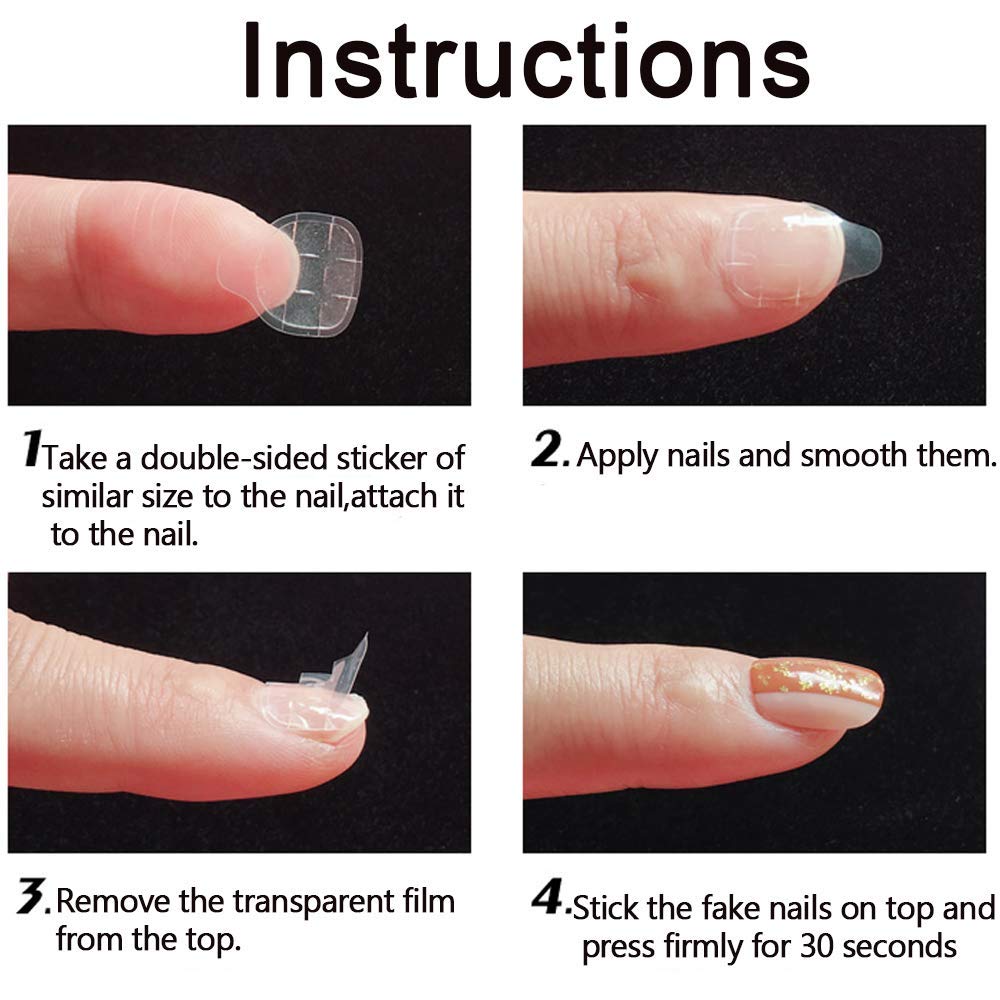 Bộ 240 Đôi Mặt Giả Móng Tay Nghệ Thuật Băng Keo Keo, Tự Làm Giả Acrylic Móng Làm Móng Dạng Gel, sữa Ong Chúa Trong Suốt Chống Nước Tab Keo Dán Móng