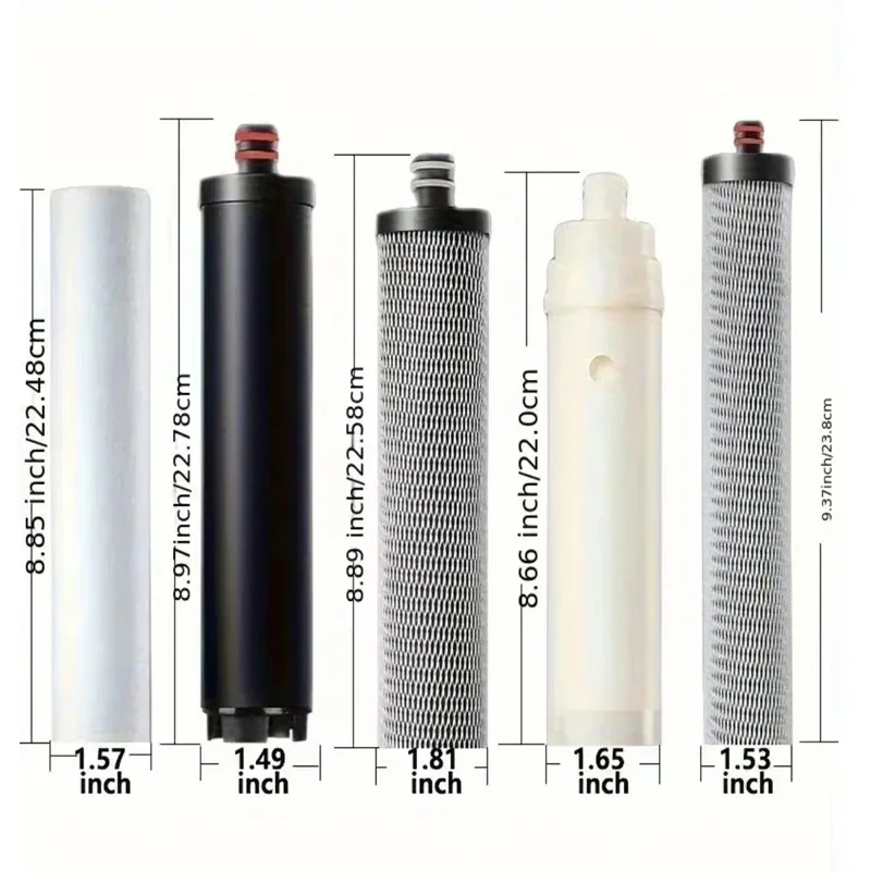5 ชิ้นเครื่องกรองน้ํากรองทดแทนสําหรับ 4 + 1 Ultrafilteration ตลับหมึกเครื่องฟอกอากาศก๊อกน้ําประปากรอง