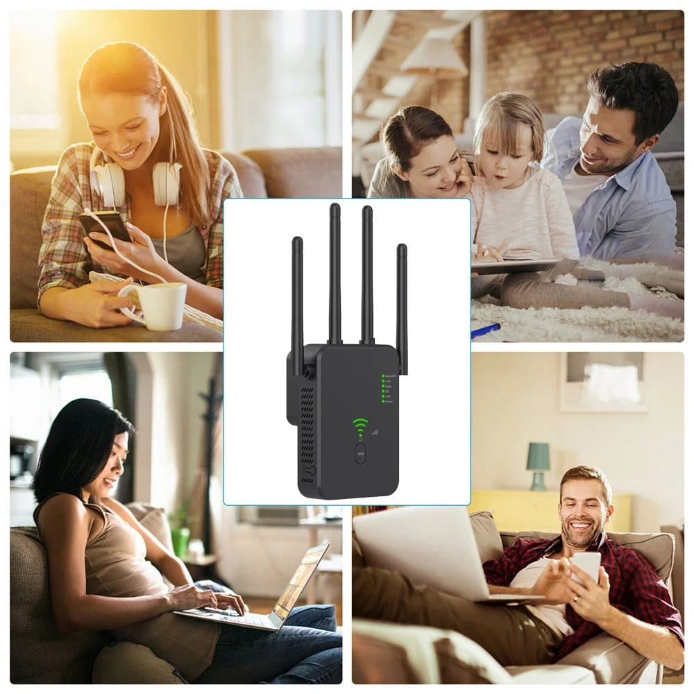Repetidor inalámbrico enrutador, amplificador de señal Wifi de 1200Mbps, extensor WiFi de doble banda 2,4G 5G, amplificador WiFi Gigabit para el hogar y la Oficina al aire libre
