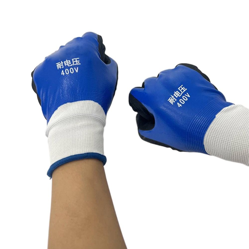 Guantes aislantes para electricista, color azul, resistente al voltaje, 400V, alta elasticidad, pantalla táctil, protección de seguridad
