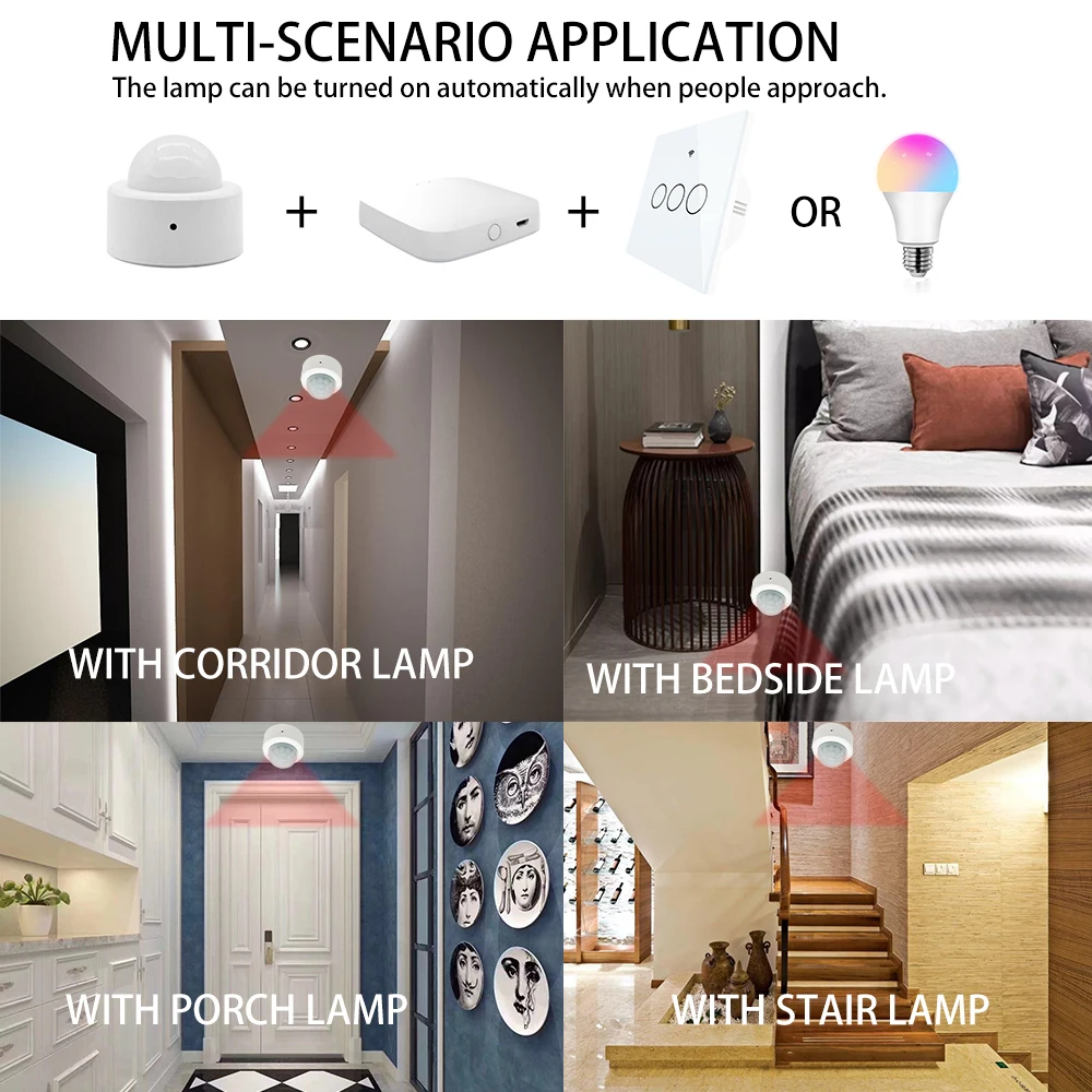 ZigBee Motion Sensor PIR IR Automation Human Body เครื่องตรวจจับอินฟราเรดความปลอดภัยไร้สาย Mini Tuya Smart Life Home Alexa Compatible