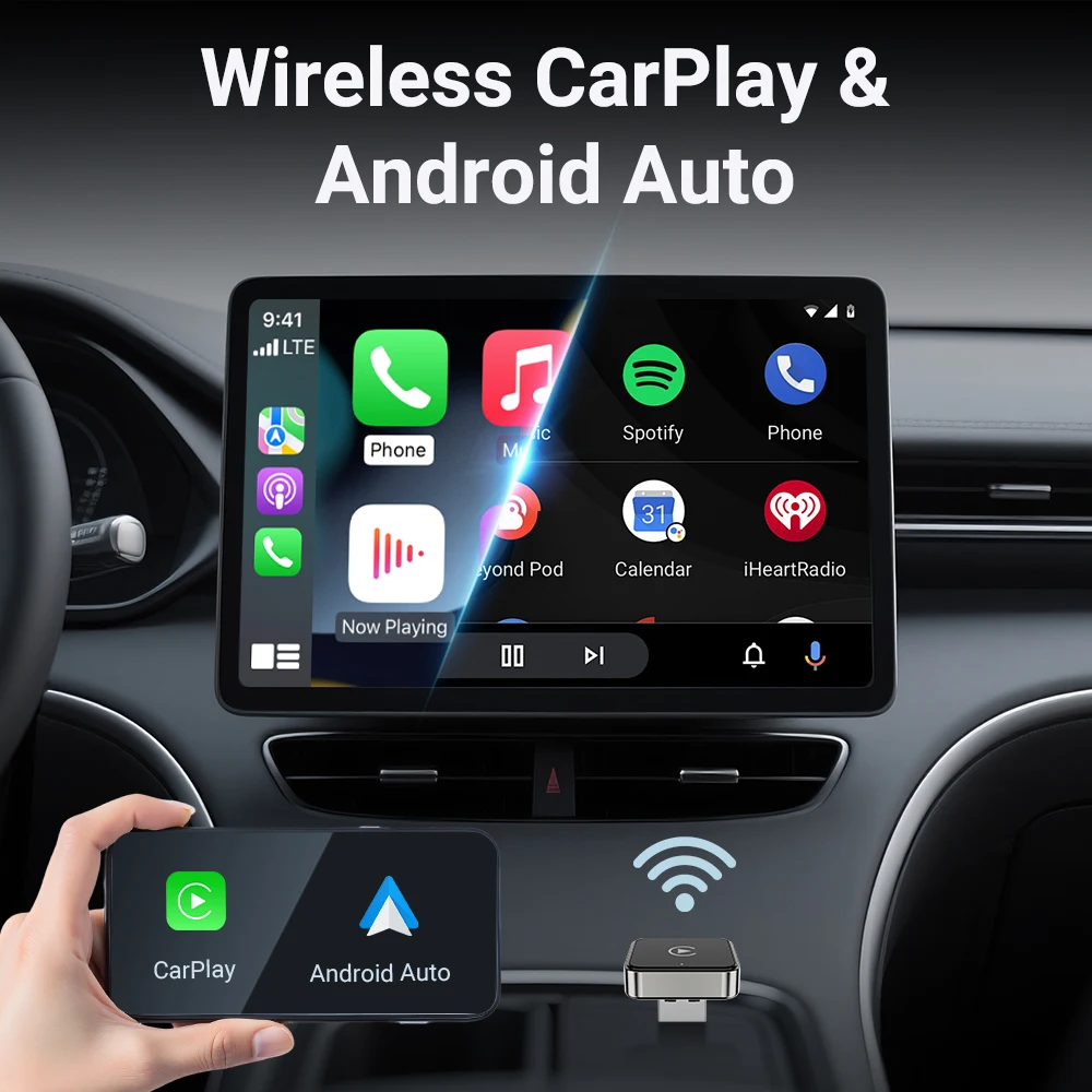 Nova super mini carplay ai caixa com fio para carplay sem fio/android auto 2in1 caixa 5ghz wifi5 para 99% original com fio carplay/carro automático