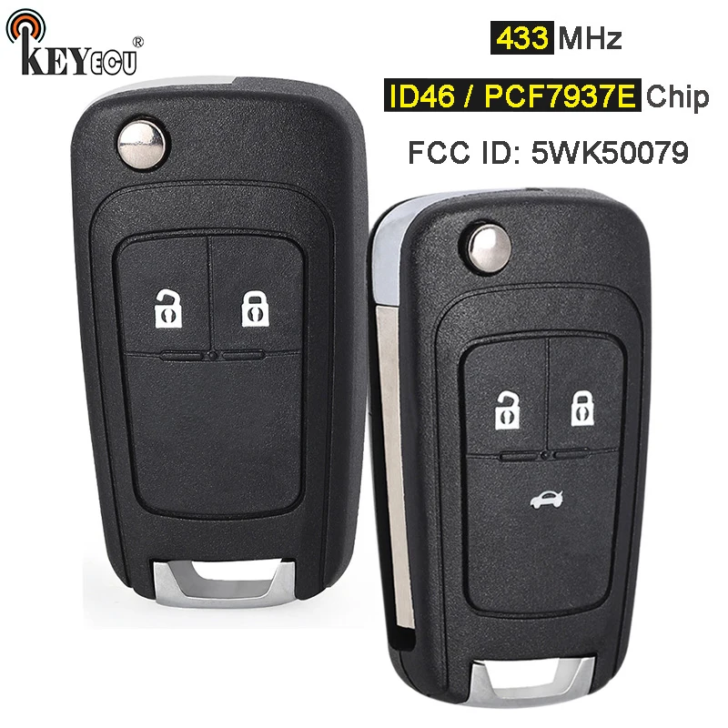 KEYECU 433 MHz ID46 / PCF7937E Chip 5WK50079, B01T3BA Fernschlüsselanhänger für Opel Vauxhall Astra J Insignia Cascade Corsa Adam Viva