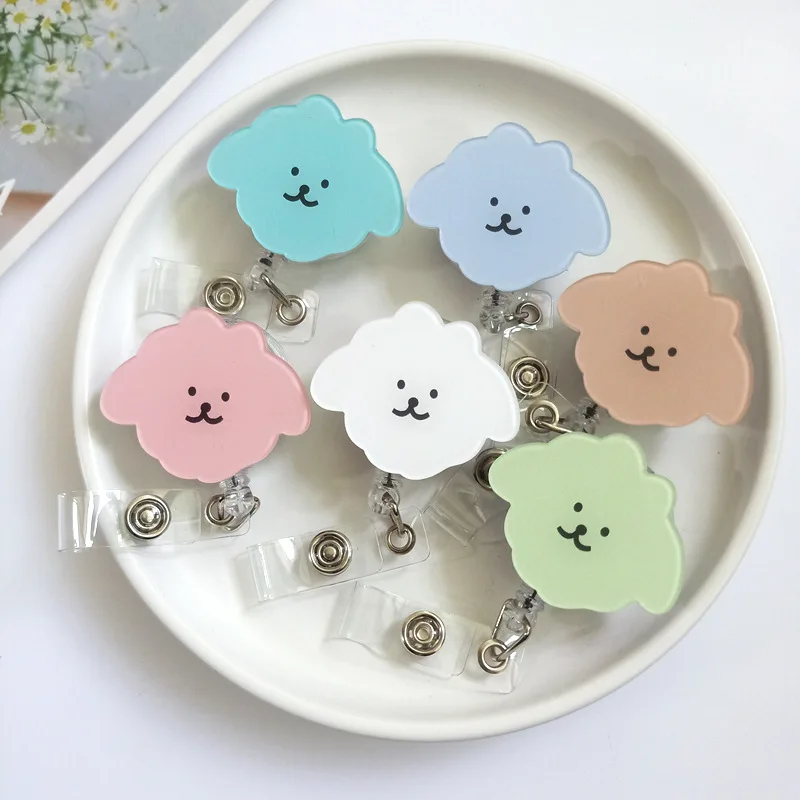 Acrylic Cute Cloud Shape Badge Holder Teacher Student Name Tag Clip Telescopic Rotating Id Buckle Badge Reel Clip Lanyard New