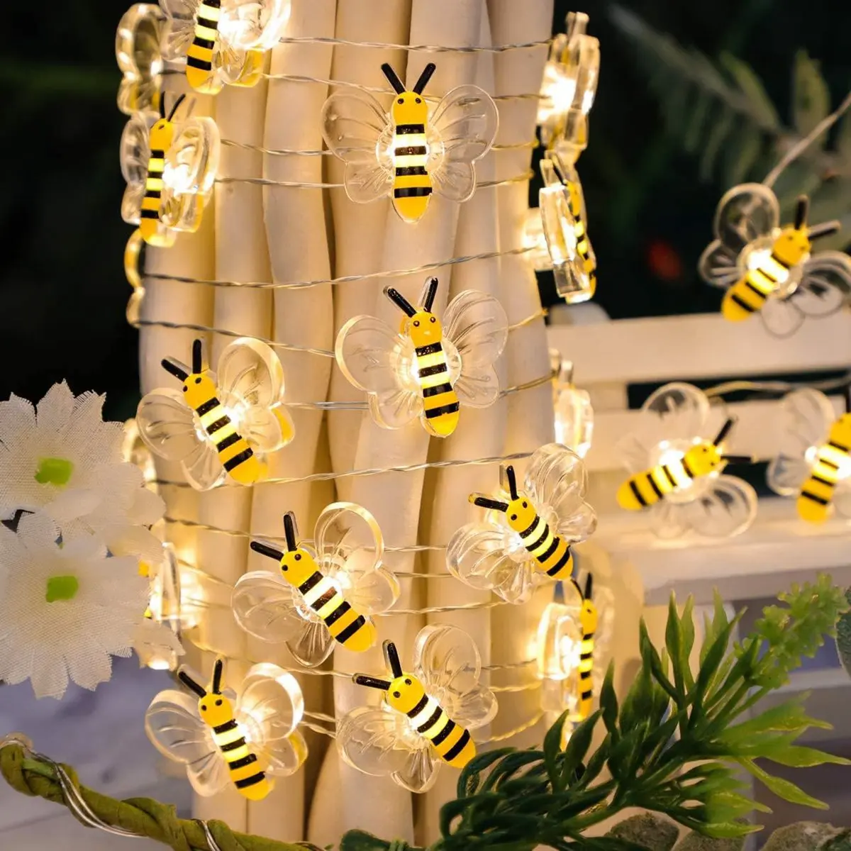 20 Bee Fairy Lights USB Battery Operated Bee String Lights For Bedroom Plants Patios Party Wedding Xmas Decorative String Lights