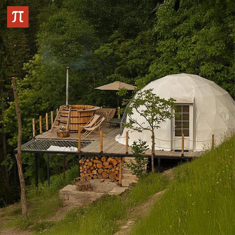 Luxury camping geodesic dome house hemispherical house PVC geodesic dome tent camping dome tent hotel tent for glamping resort