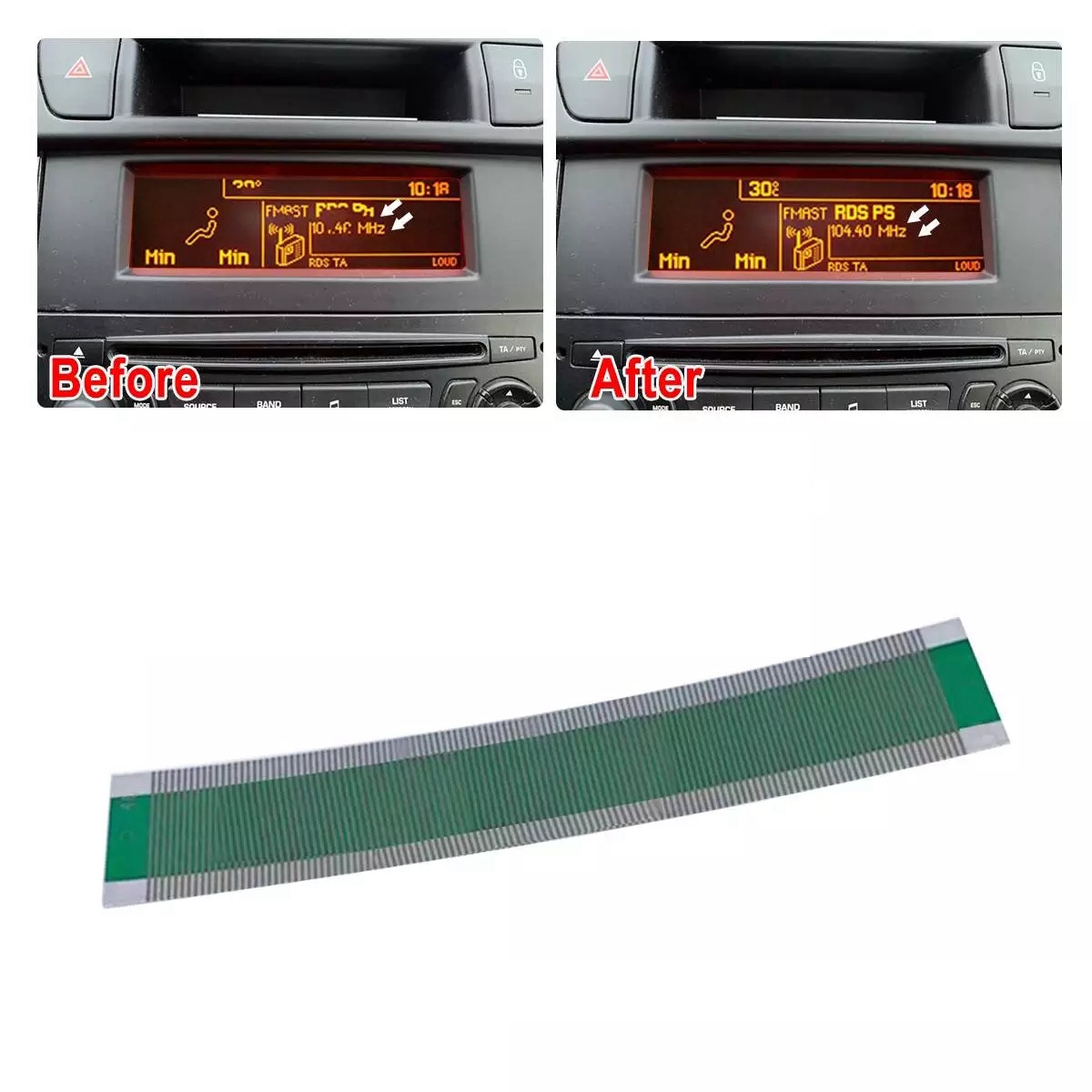 Pantalla LCD de información múltiple para coche, lámina de reparación de píxeles, conector LCD plano, reparación de salpicadero para Peugeot 307/407/408
