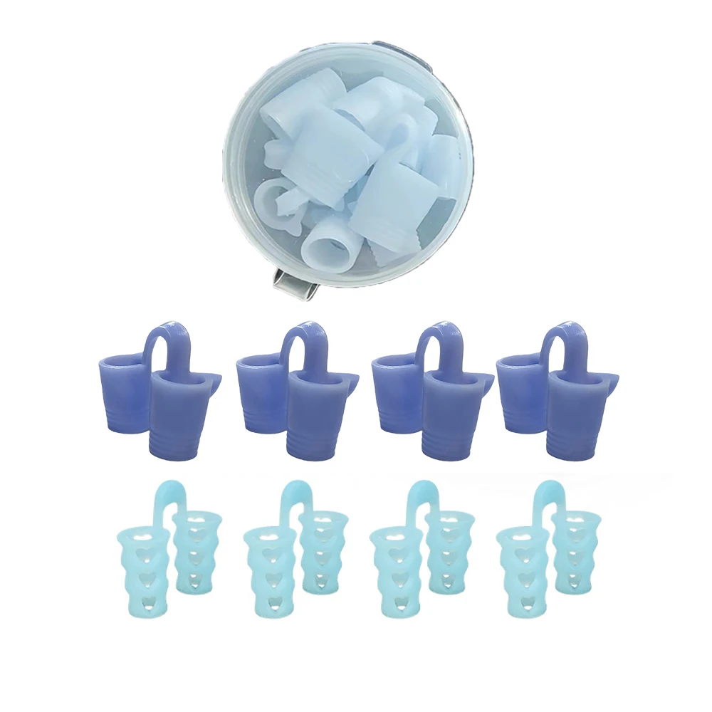 ใหม่ซิลิโคนสีฟ้า 4/8 ชิ้น/เซ็ต Snoring Solution Anti Snoring อุปกรณ์ Snore Nose Vents Dilators จมูกสําหรับ Better Sleep Sleeping Aid