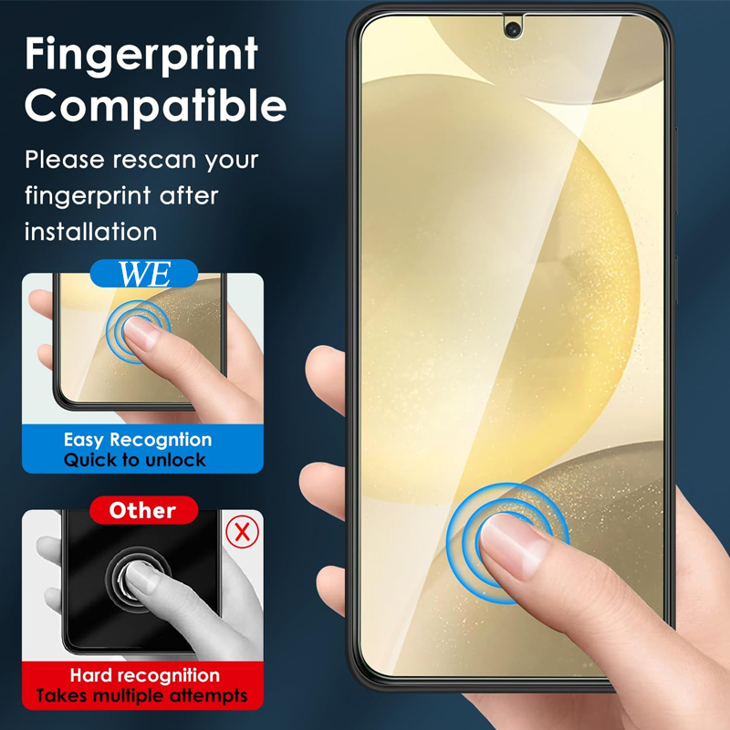 2+2 Fingerprint Scanning Glass for Samsung S25 S24 S23 S22 S21 Screen Protector for Galaxy S25 Ultra Camera Protector S24 FE