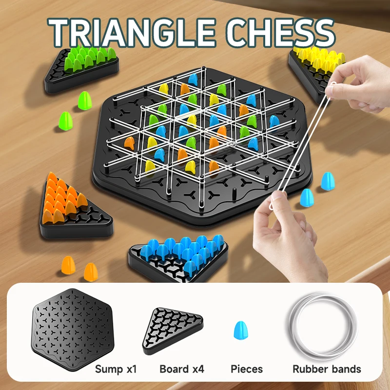 Keten Driehoek Schaken Triggle Rubberen Band Spel Speelgoed Bordspel competitieve Battle Set voor kinderen vrienden ouder-kind interactie