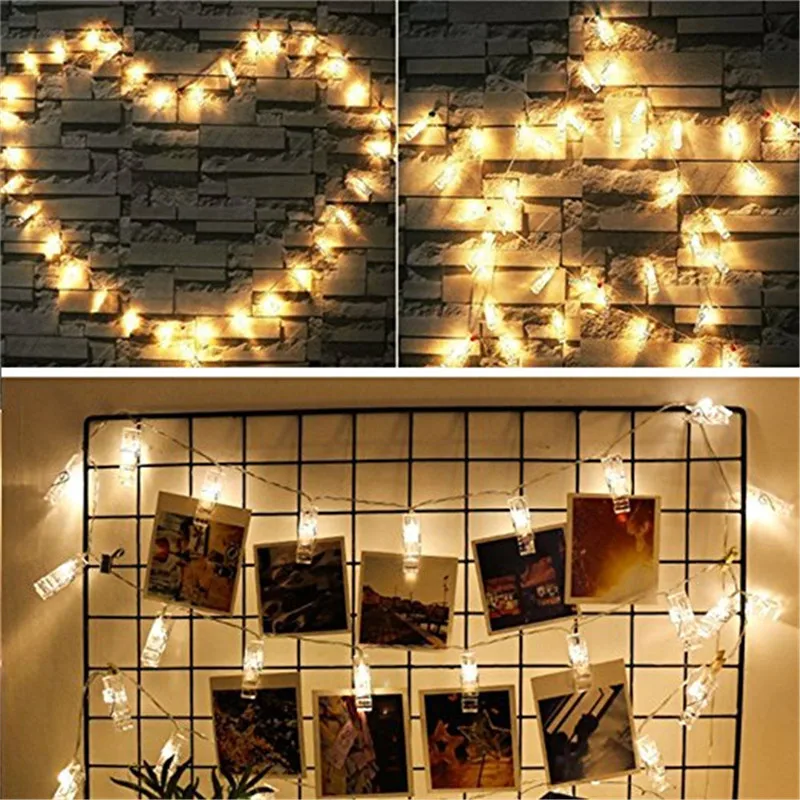 3 メートル 20 LED フォトクリップ妖精ストリングライトカードホルダーガーランドランプクリスマスウェディングパーティーフェアリーライトクリスマス装飾