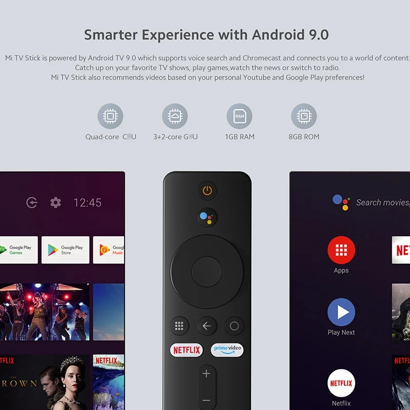 Глобальная версия Xiaomi Mi TV Stick 4K Android TV 11 2 ГБ ОЗУ 8 ГБ ПЗУ Netflix Wi-Fi Google Assistant Bluetooth 5.0 Smart TV Dongle