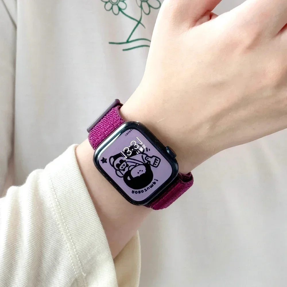 ห่วงไนลอน Correa สําหรับ Apple Watch Band 45 มม.44 มม.46 มม.40 มม.49 มม.41 มม.42 มม.38 สร้อยข้อมือ iWatch Series 6 Se 7 8 9 10 ultra 2 สายรัด