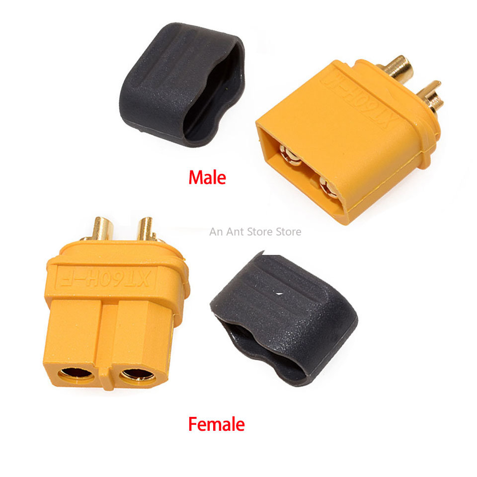 10 Uds 20 piezas conector Amass XT60H enchufe tipo bala XT60 con cubierta mejorada de funda XT60 hembra y macho chapado en oro para piezas RC