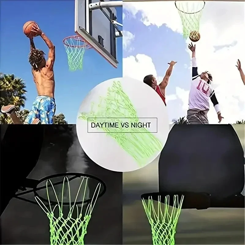 50cm Standard leuchtendes Basketball netz grün fluor zieren des Basketball netz selbst leuchtendes Kinder basketball rahmen netz 1St