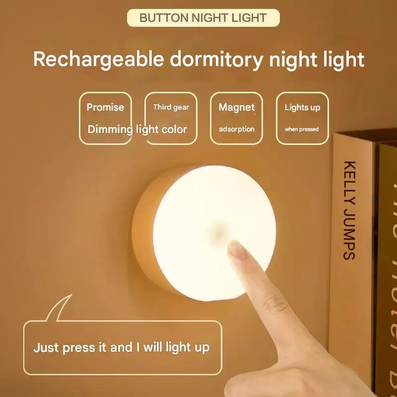 Novo dormitório luz noturna luz de cabeceira lâmpada de mesa de aprendizagem proteção para os olhos carregamento botão de poupança de energia luz magnética estudante w