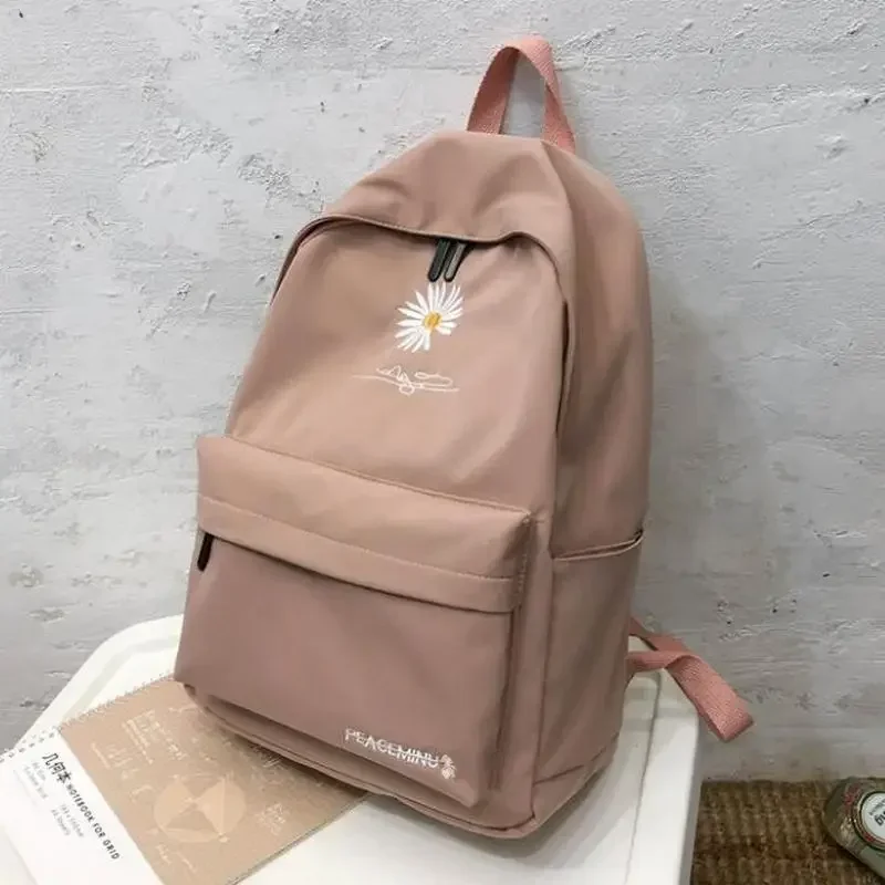 กระเป๋านักเรียนวัยรุ่นสำหรับ tas ransel anak perempuan กระเป๋าหนังสือพิมพ์ลายสำหรับผู้หญิงกระเป๋านักเรียนนักเรียนมัธยมกระเป๋าเป้ผ้าไนลอนลายดอกไม้น่ารักสีดำขนาดใหญ่