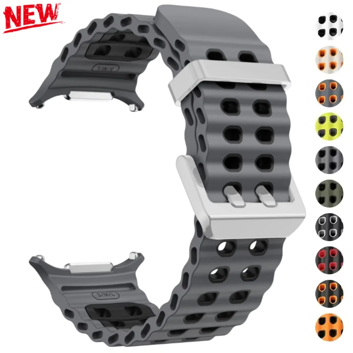 NEW Marine Silicone Strap for Samsung Watch Ultra 47mm Bracelet No Gaps Sport Two-tone Band for Galaxy 7 Ultra Watchband Straps