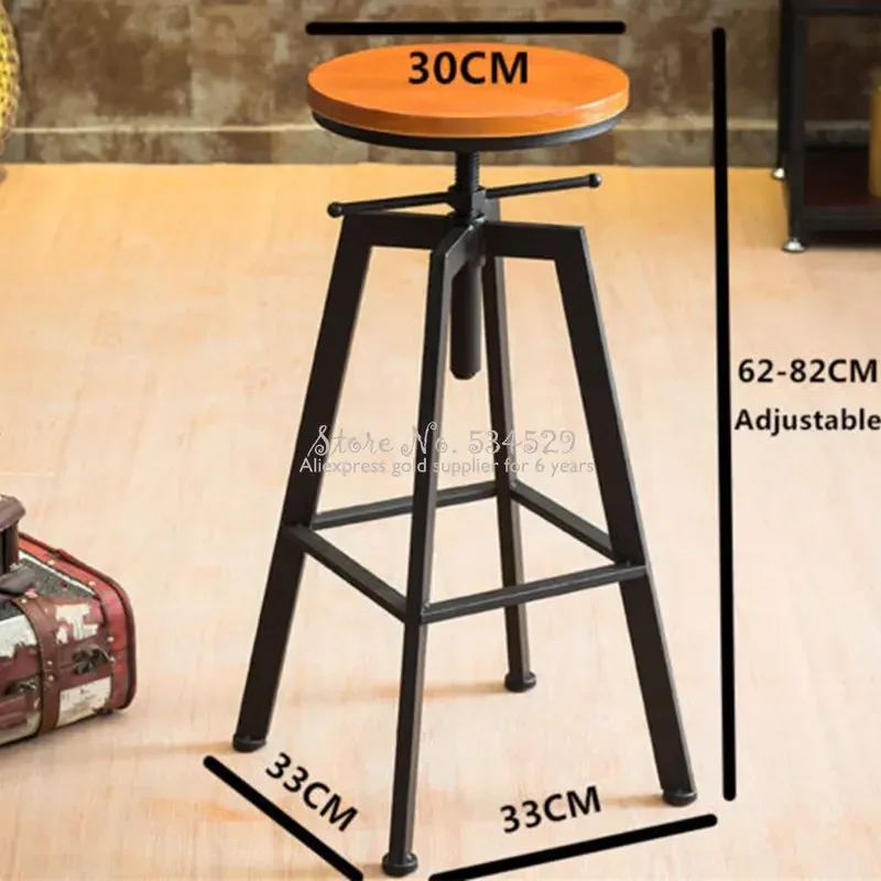 30% B Sắt Ghế Công Nghiệp Gió Xoay Ghế Quầy Bar Nhà Nâng Thanh Ghế Gỗ Chắc Chắn Cao Ghế Thanh Cao phân