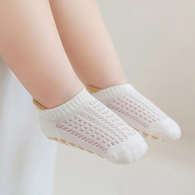 3 paia di calzini a rete sottile in cotone per bambini, comodi e traspiranti, per bambini, ragazzi e ragazze, calzini antiscivolo