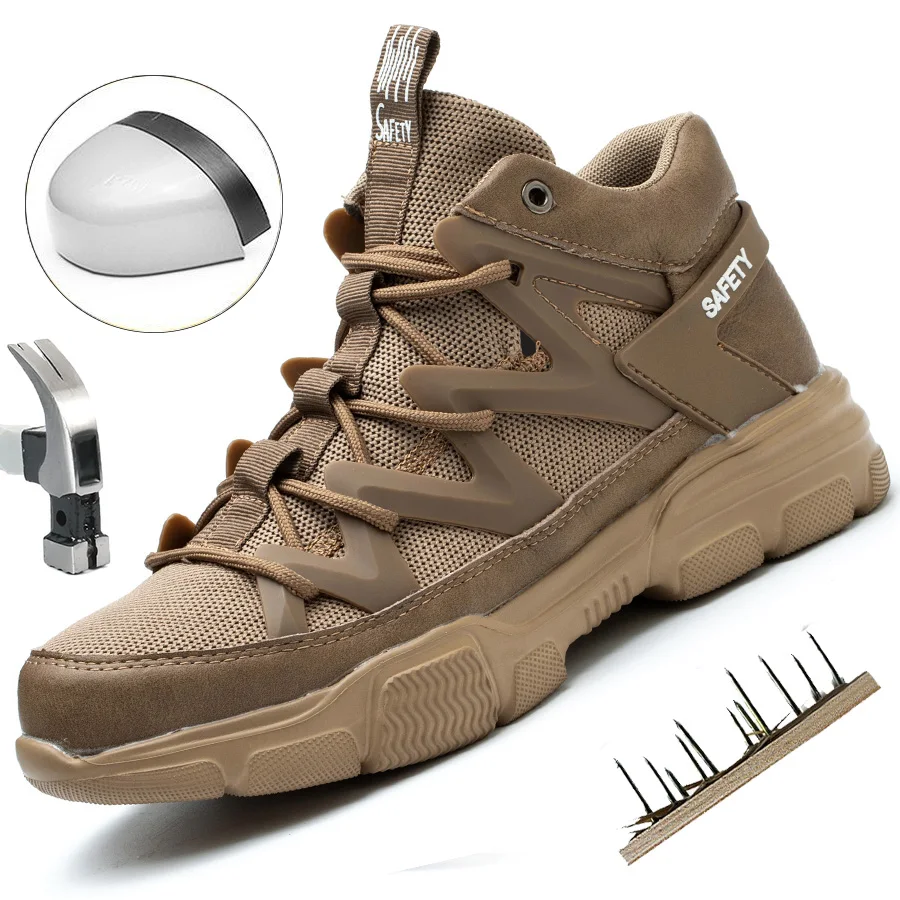Work Safety Shoes Men's Safety Boots Anti-smash Work Shoes With  Plastic steel head Shoes Men Work Boots Anti-stab Safety Sneake