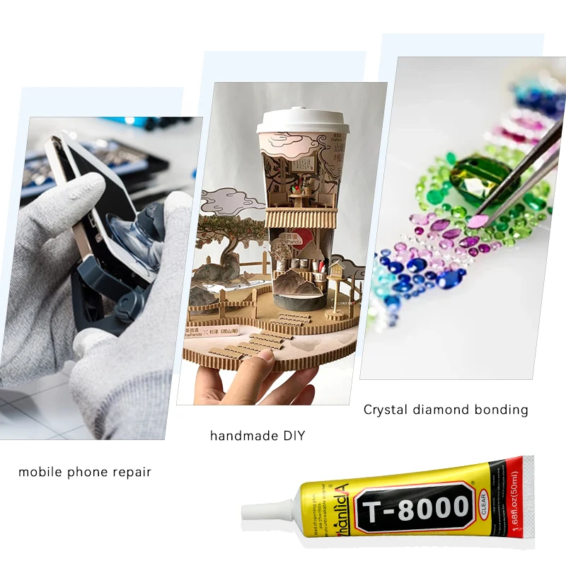 Zhanlida t8000 colle de Contact transparente pour téléphone composants électroniques bijoux bricolage verre plastique avec pointe applicateur de précision