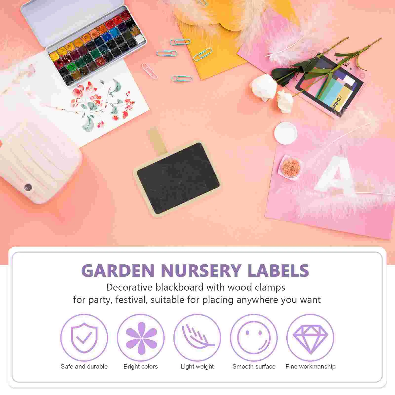 10Pcs Rectangle Chalkboard With Wooden Clips Blackboard Marker Message Board Planter Pot Labels Garden Nursery Presentation