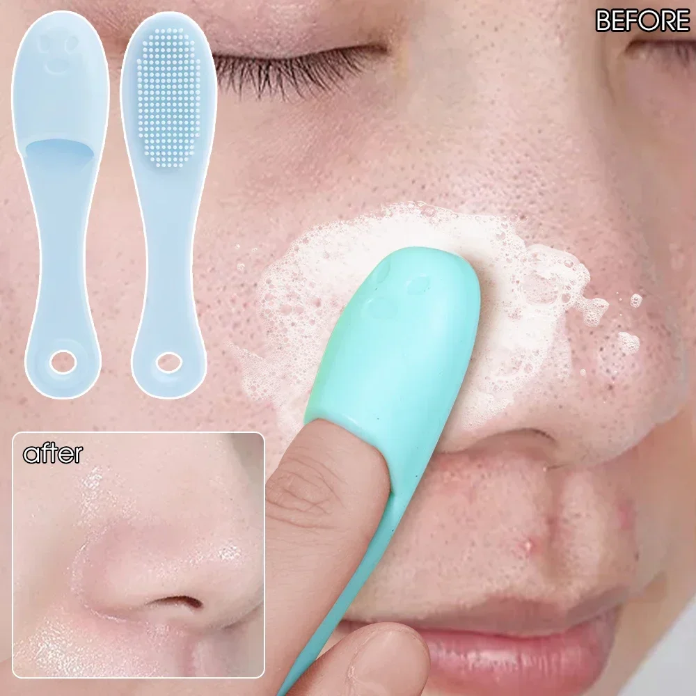 Cepillo de silicona para la nariz, limpiador de poros faciales, cepillos de masaje portátiles de doble cara para espinillas, herramienta de limpieza de belleza, exfoliante Nasal Facial