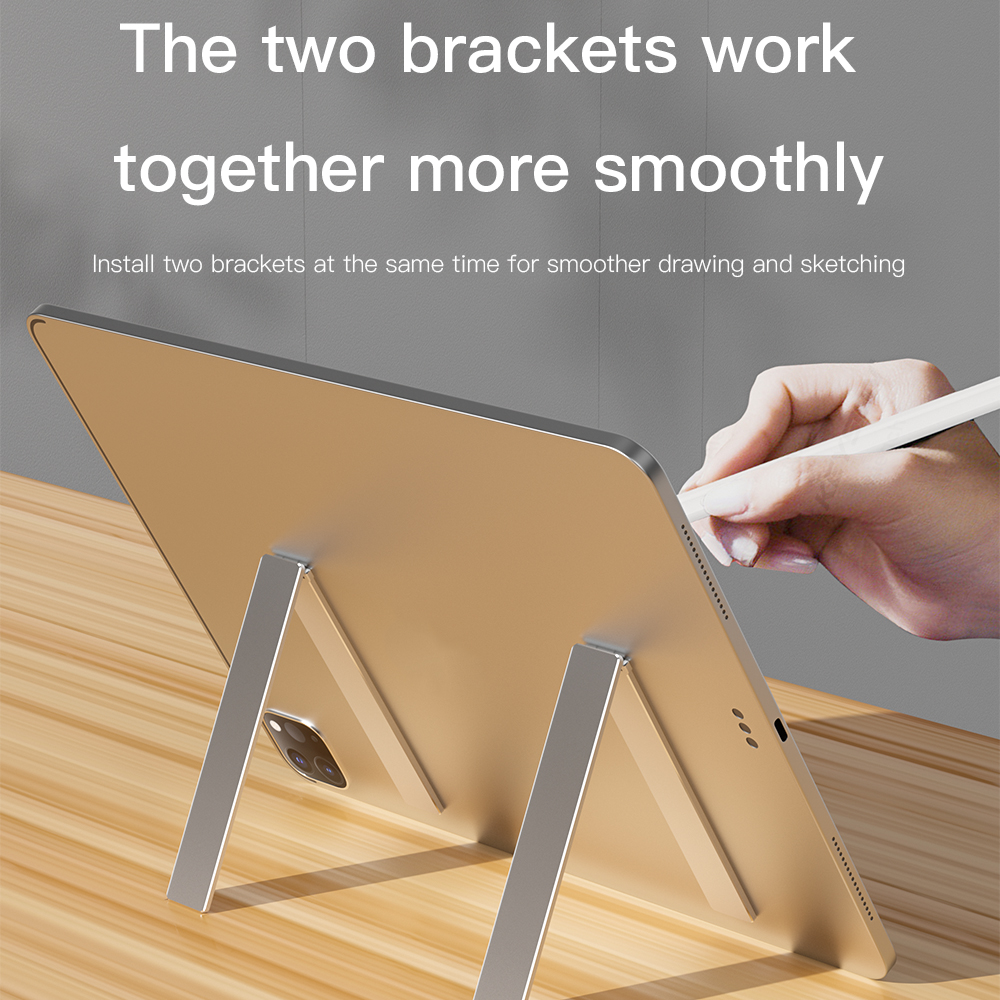 KEYSION Durable Mini L Shaped Tablet Stand Foldable Aluminium Alloy Plate Stand Table Holder Bracket for iPad Huawei Samsung Pad
