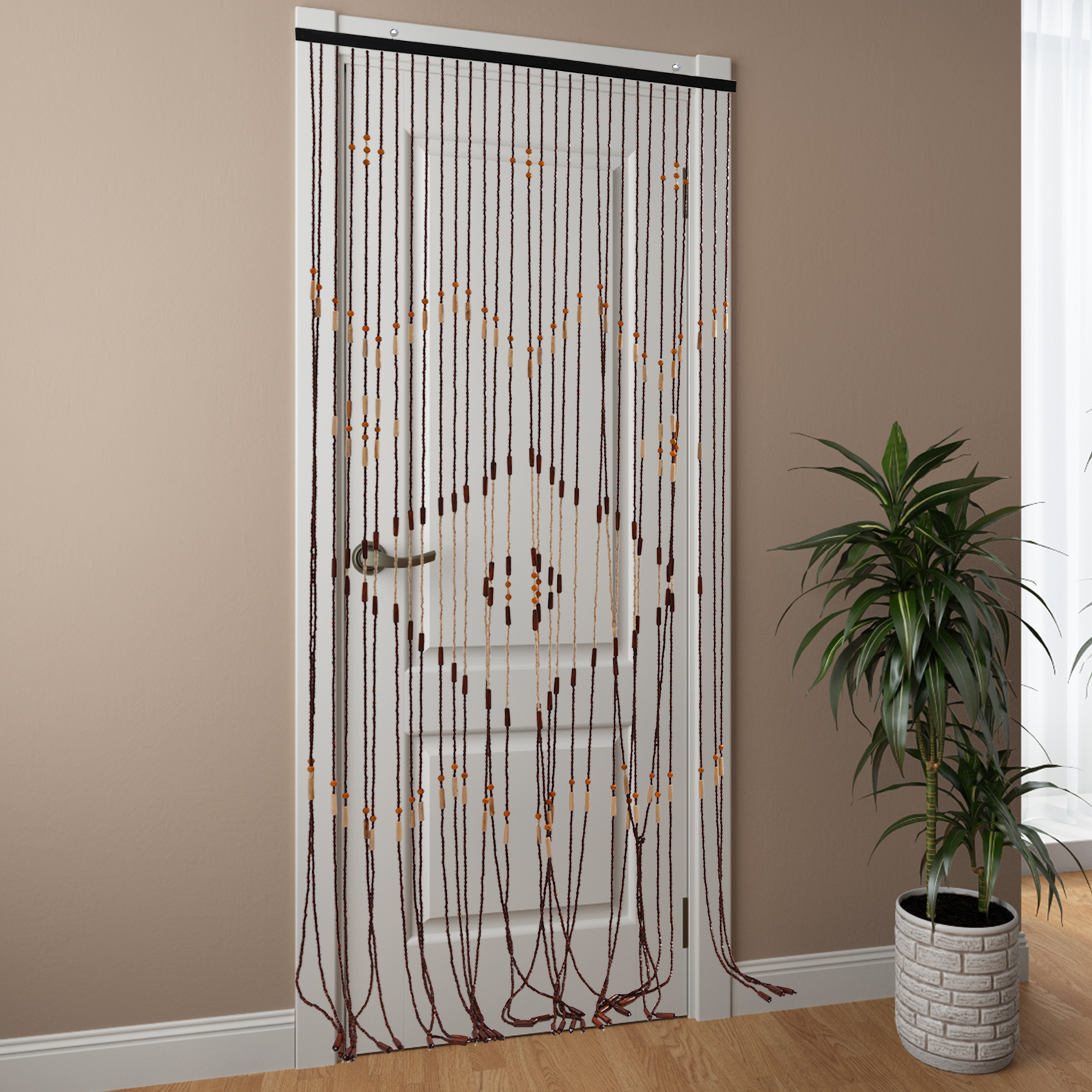 Cortinas De Cortina De Grânulo De Madeira Vintage, Decoração De Porta, Varanda, Quarto, Banheiro, 31 Linhas, 90x208 cm