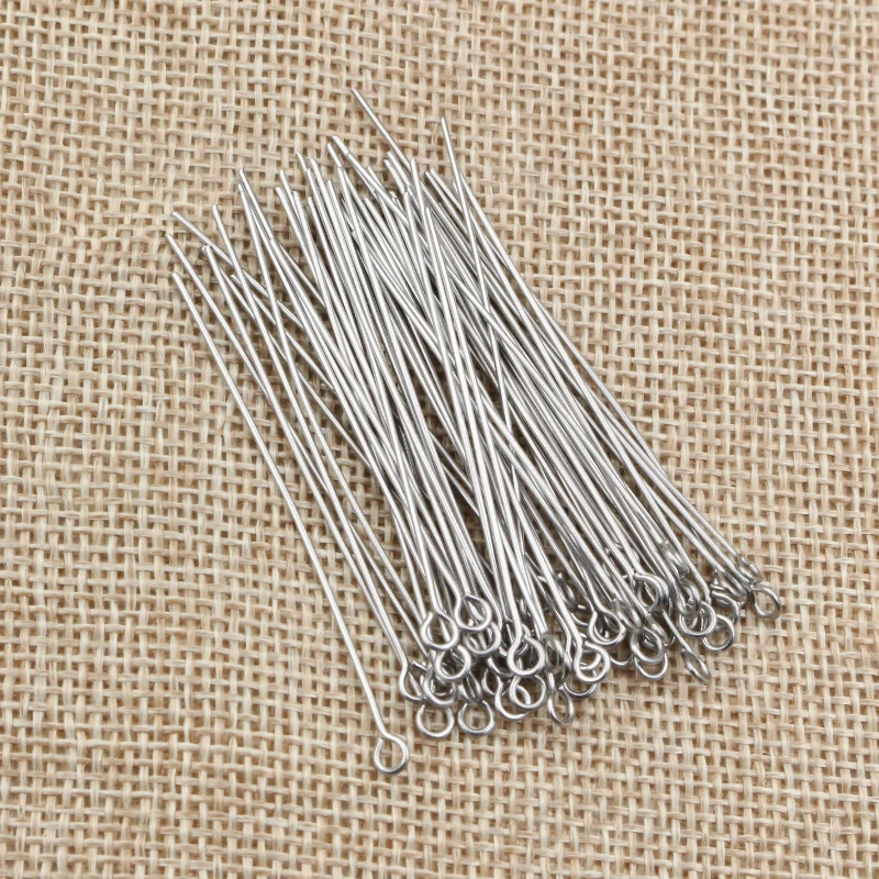 Não fade 100 pçs/lote 20 30 35 40 70 mm de aço inoxidável olho pinos achados cabeça olho pinos para fazer jóias diy suprimentos acessórios