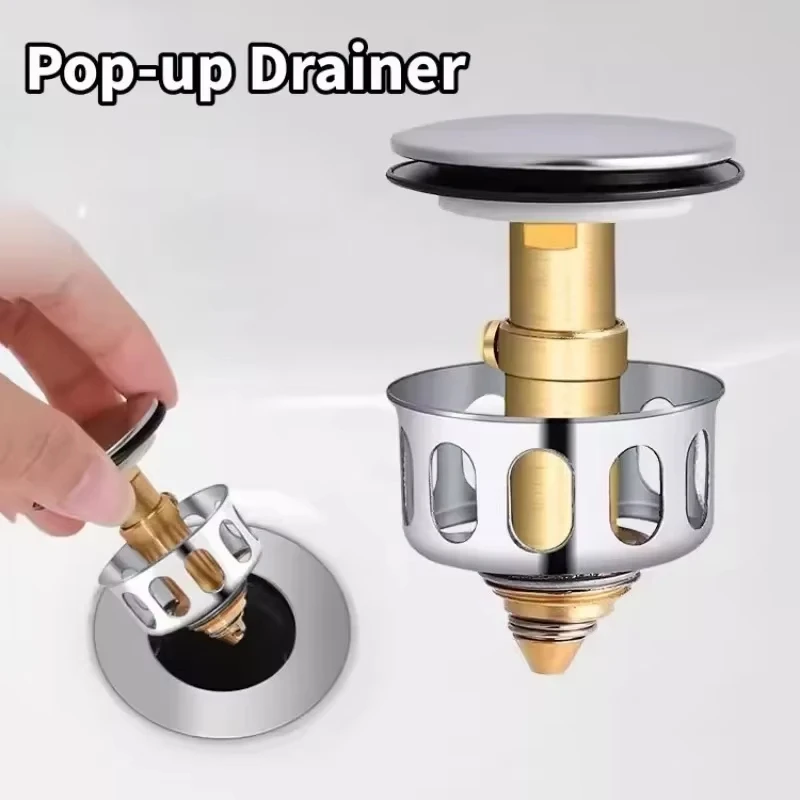 Wastafelafvoeren Universele metalen filterklep Pop-up afdruiprek Afvalstopper Badzeef Plug Haarvangers Badkameraccessoires