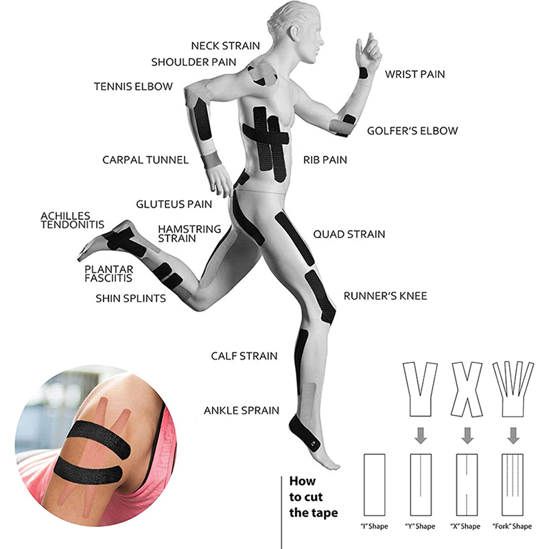 5 センチメートル * 5 メートルスポーツキネシオロジーテープアスレチック弾性ニーパッド筋肉痛緩和膝テーピングフィットネスランニングテニス水泳サッカー