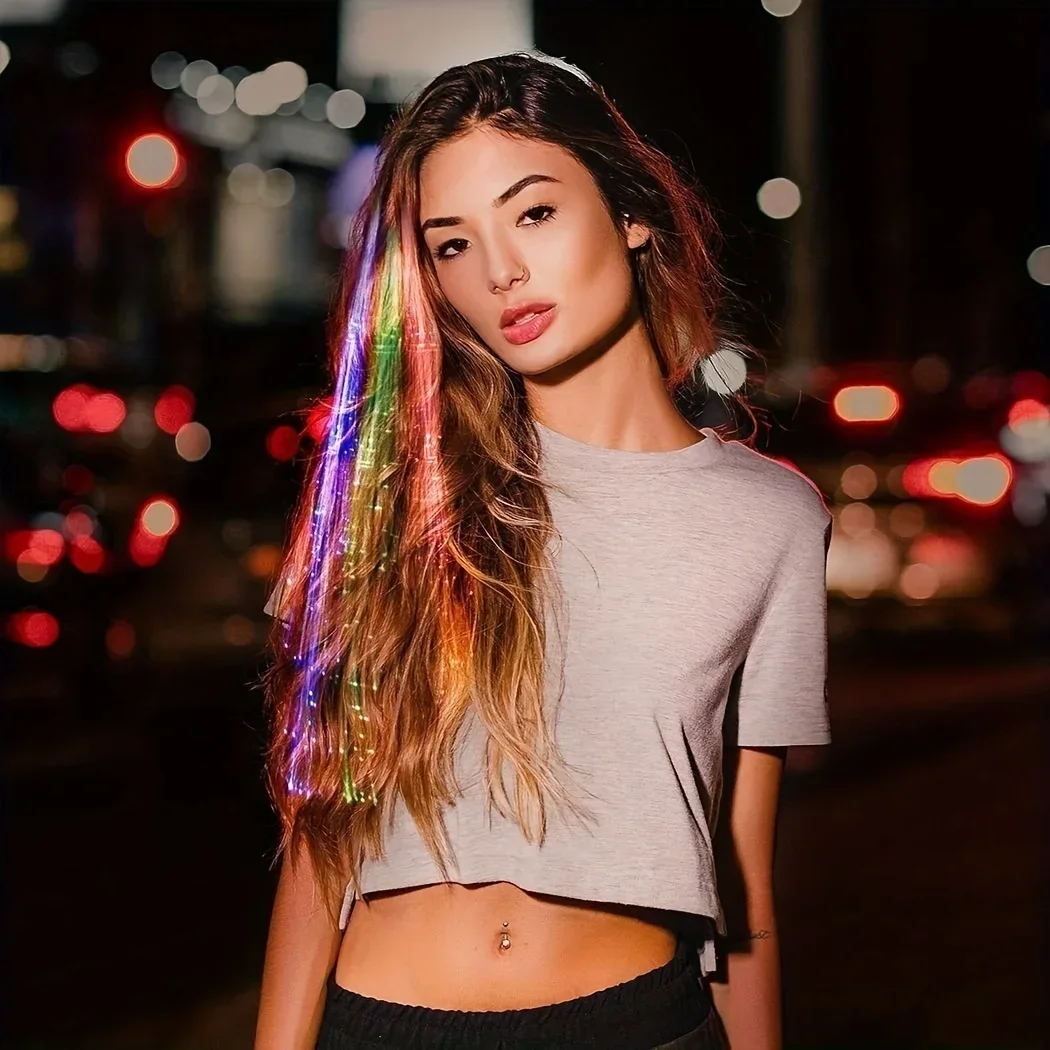 1 pc/5 pcs, ผีเสื้อที่มีสีสัน Light Braids วิกผมเรืองแสงแฟลช LED ผมคลิปตกแต่ง Light Up คริสต์มาสอุปกรณ์เสริมผม