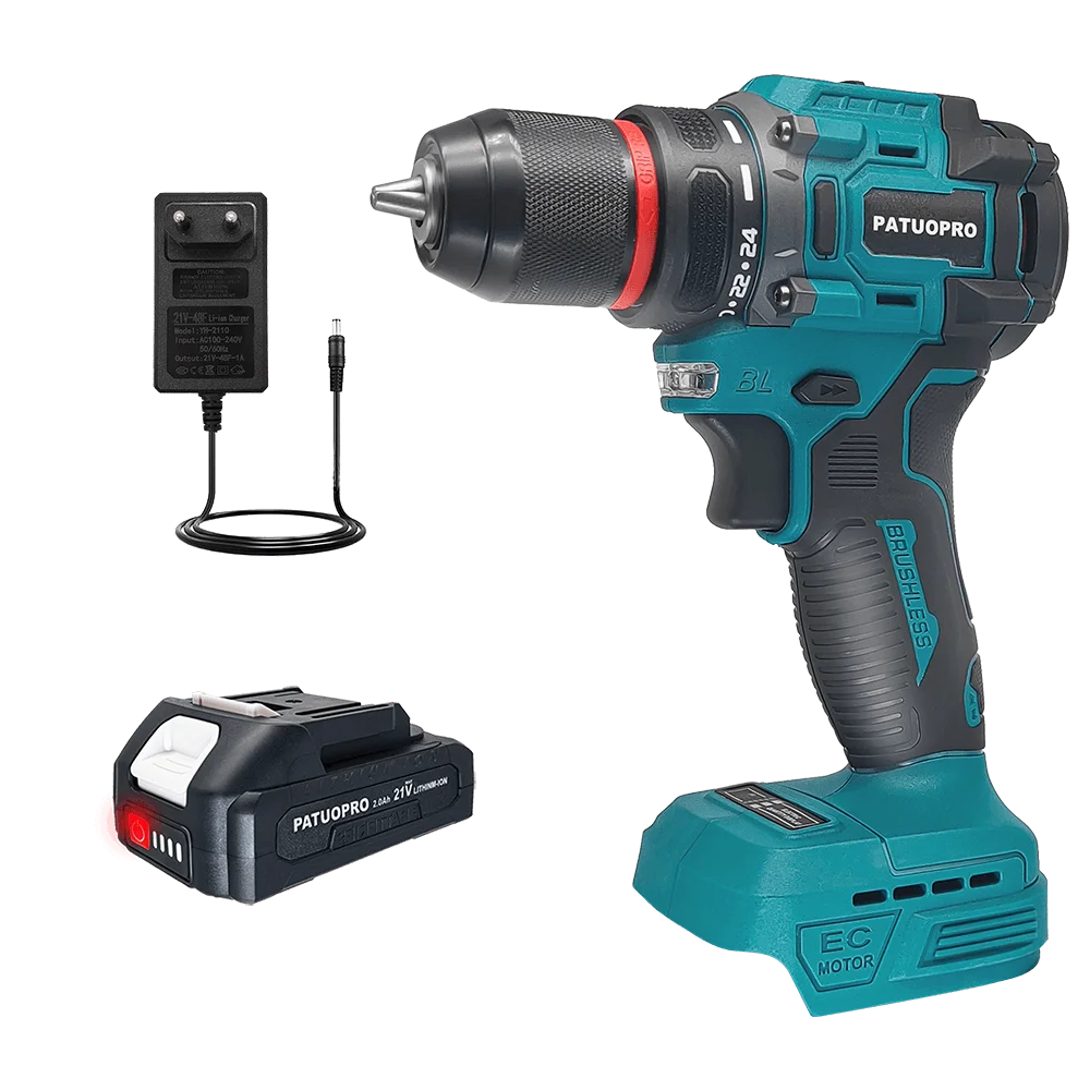 10mm Electric Brushless Drill 2-Speed Self-locking Cordless Drill Screwdriver 60-100Nm Torque Power Tools For Makita 18V Battery