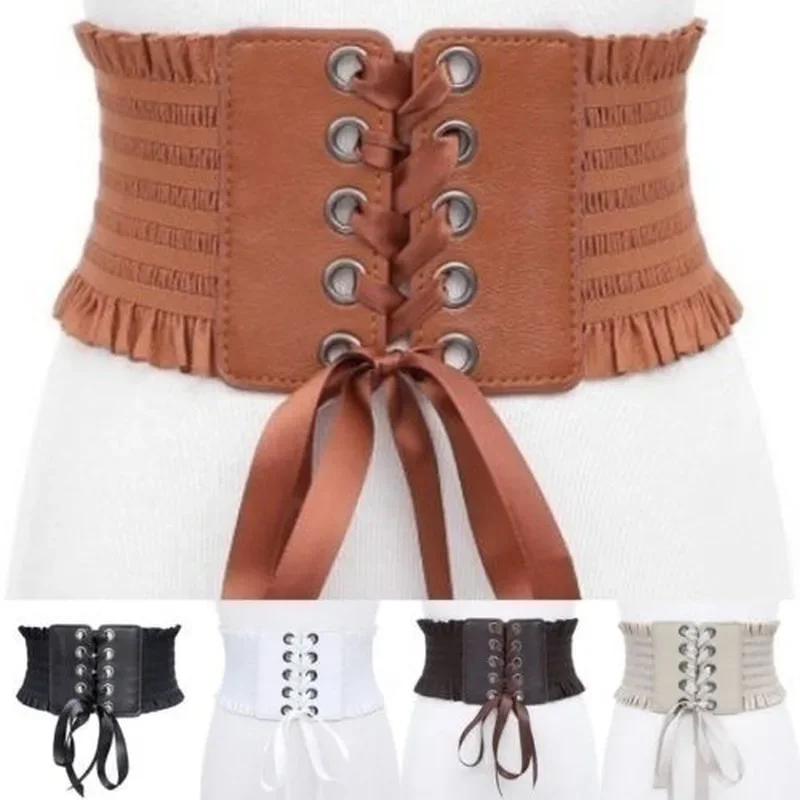 Cinturones elásticos góticos de moda Para Mujer, cinturón de corsé ancho de cuero Pu negro Sexy, Cinturones Para Mujer, fajas de corazón