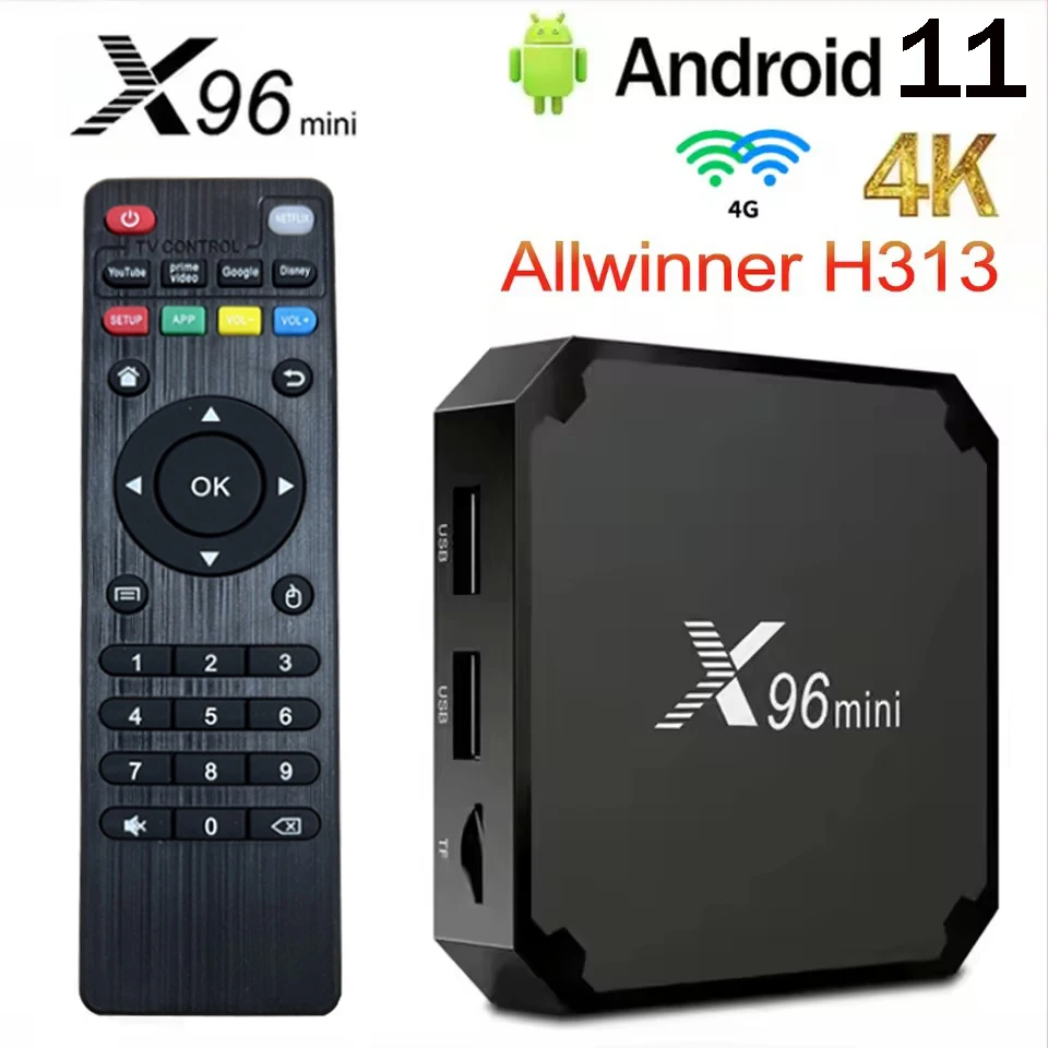Original X96 mini tv box Android 11,0 H313 S Quad Core 2GB 16GB 4G WiFi 4K UHD HDR 10 H265 reproductor multimedia TV Box
