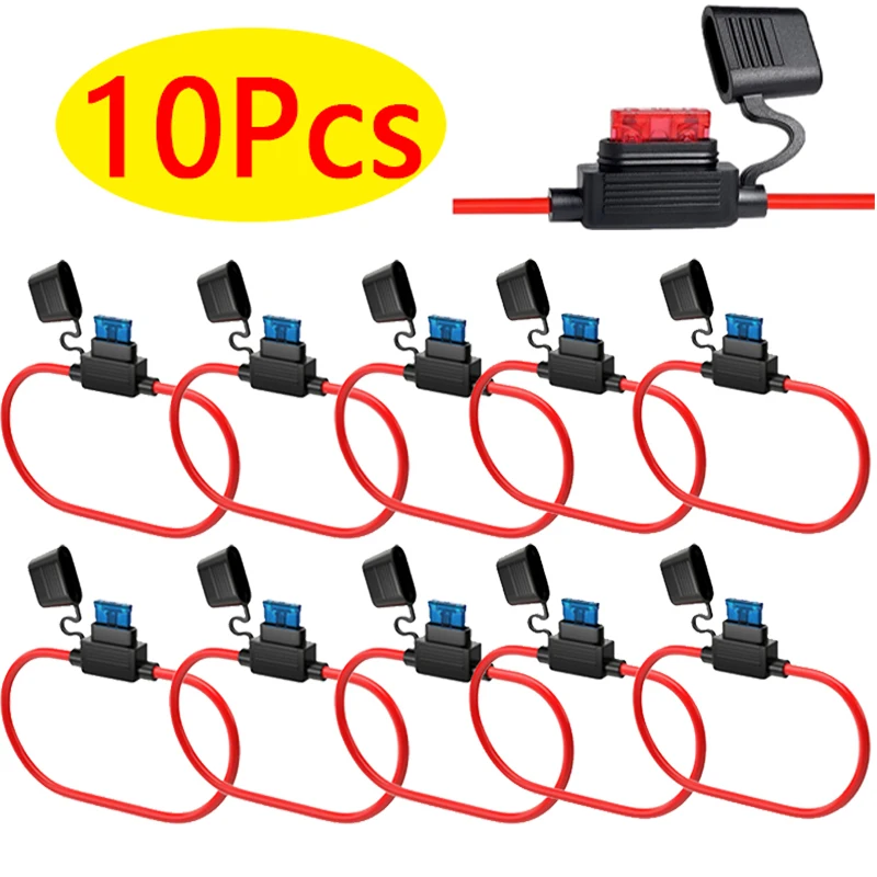 Mini adaptador de cuchilla en línea para coche, portafusibles a prueba de salpicaduras para interruptor de corte de cable de 12V, a prueba de humedad y salpicaduras, 5/10 Uds.
