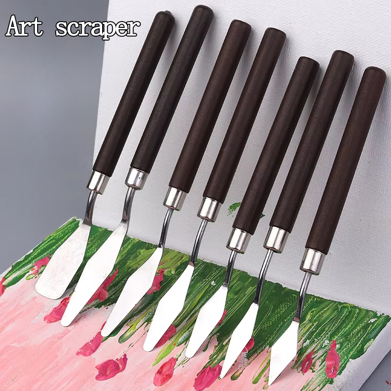1/3/5/7 unids/set cuchillo de pintura al óleo de acero inoxidable espátula de artista herramientas de arte papelería suministros para hornear pasteles pintura dibujo lindo