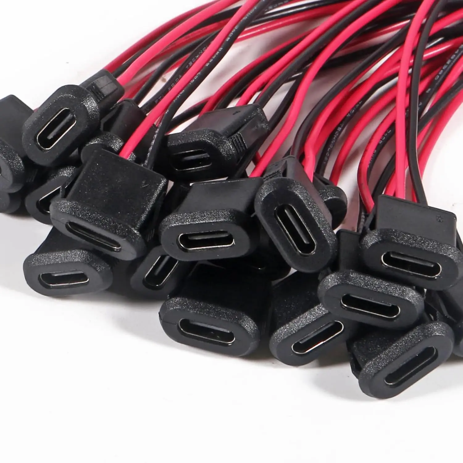 10 Uds. Chasis hembra tipo C conector hembra tipo C de 2 pines puerto de carga hembra con conector impermeable con hebilla de tarjeta