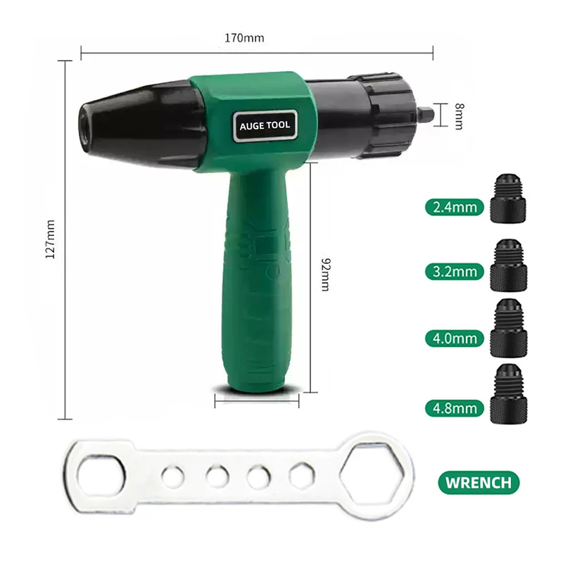 Electric rivet gun 2.4mm-4.8mm integrated without installation, rivet nut gun drill bit adapter cordless riveting tool