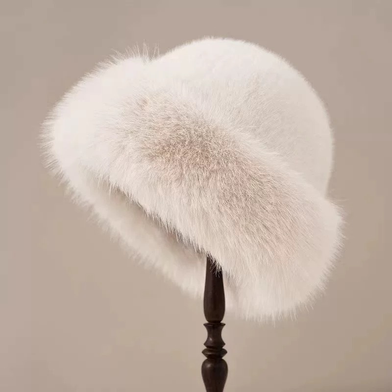 New Plush Mongolian Hat Imitating Mink Fur, Thickened and Warm Basin Hat, Windproof and Cold Proof in Autumn and Winter