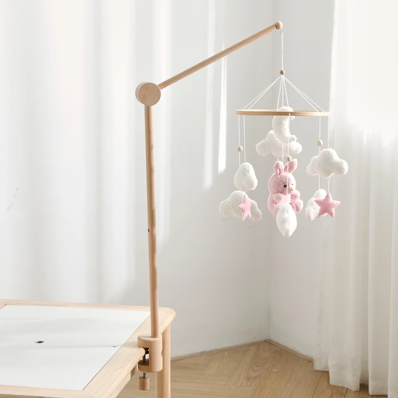 New Baby Wooden Bedbell Bracket 0-12 Months Wooden Mobile Hanging Rattle Toy Holder Decorative Accessories Arm Bracket Baby Gift