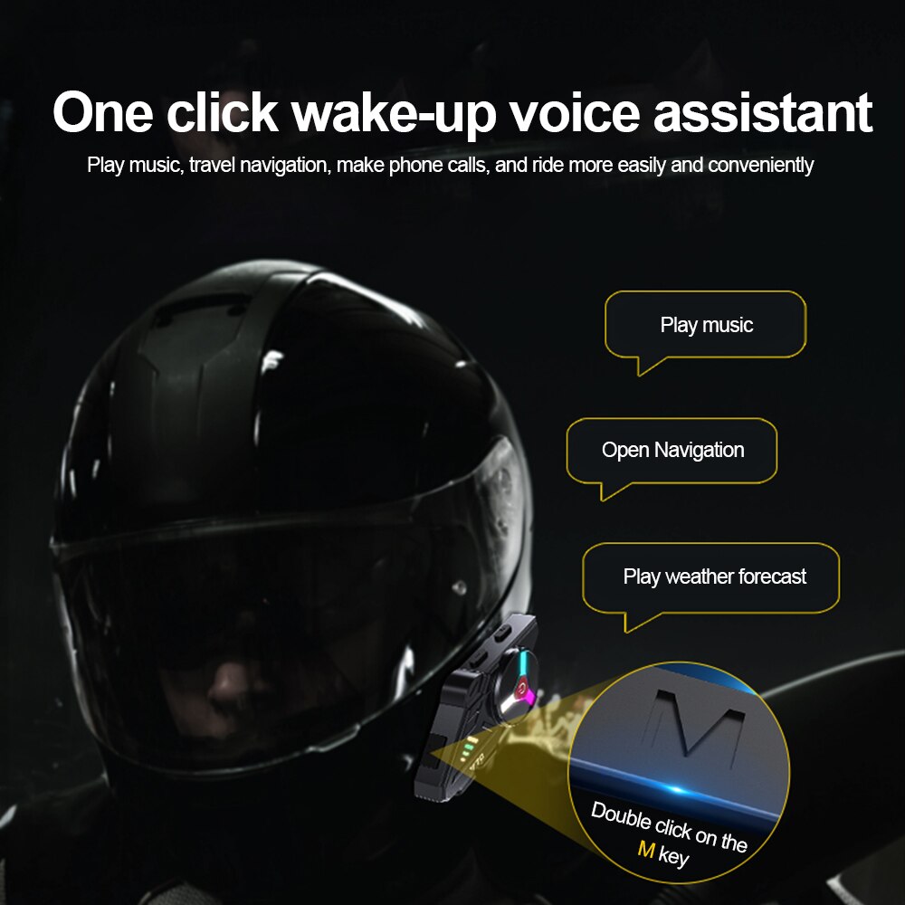 Y70 V5.3 RGB Colorful Lights Motorcycle Bluetooth Helmet Headset Earphone IPX6 Waterproof Support Connecting 2 Phones Same Time