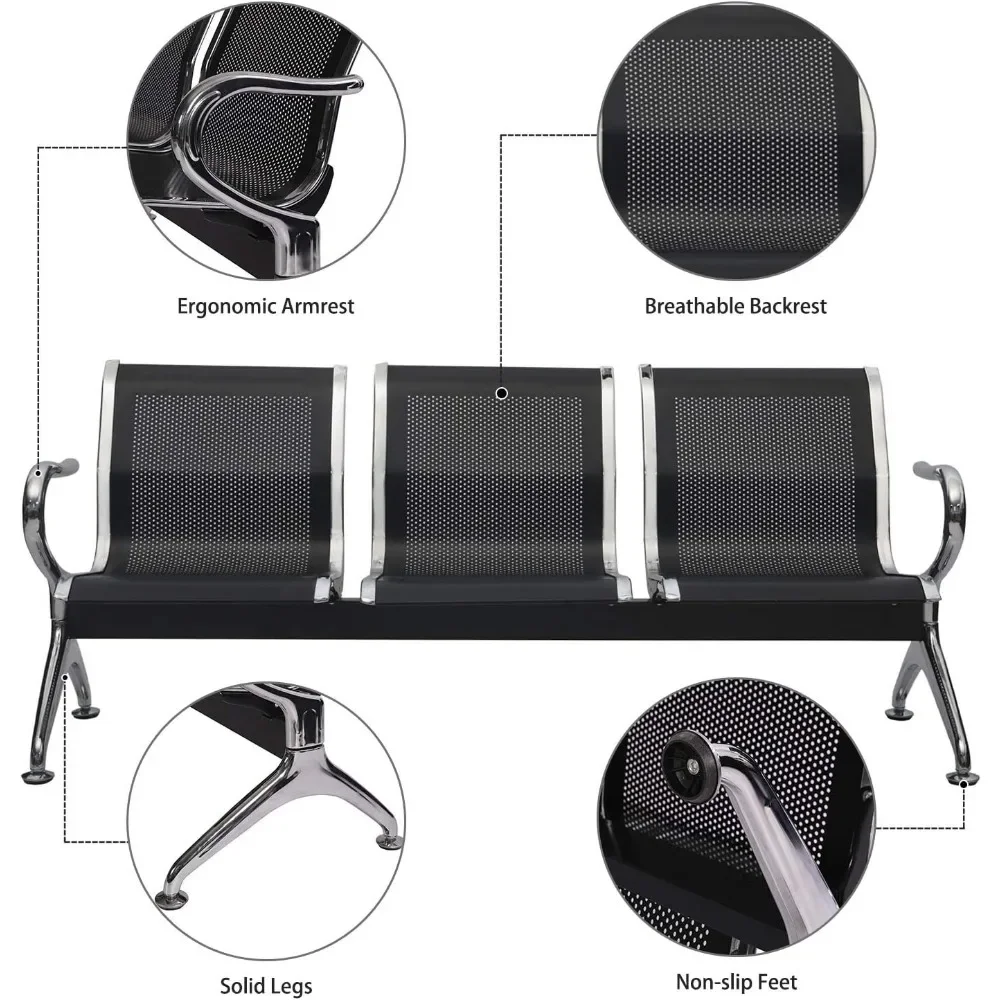 Waiting Room Bench - Waiting Room Chairs with Arms Airport Reception Bench, Lobby Bench Seating Waiting Area Chairs