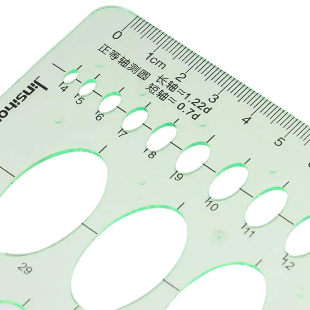 Office Supplie Green Geometry Ruler Oval Style Multi-Function Geometric Drawings Templates Rulers 20cm Measuring Ruler