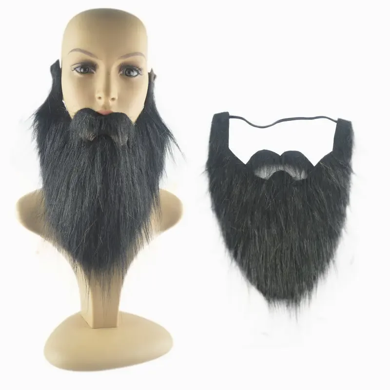 Barba finta in maschera fai-da-te da 1 pezzo: lanugine lunghe, baffi, oggetti di scena per feste di Natale