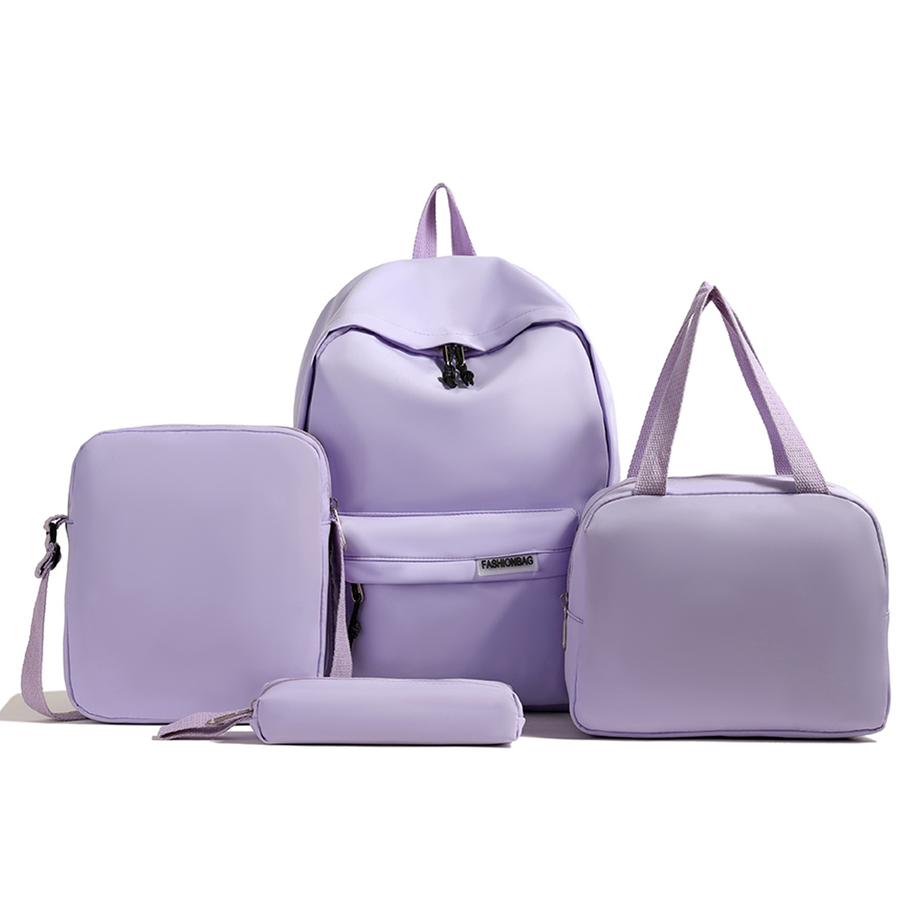 4Pcs Backpack Set Primary Students Backpack Large Capacity Solid Color Lunch Bag Waterproof Fashion Crossbody Bag for Boys Girls