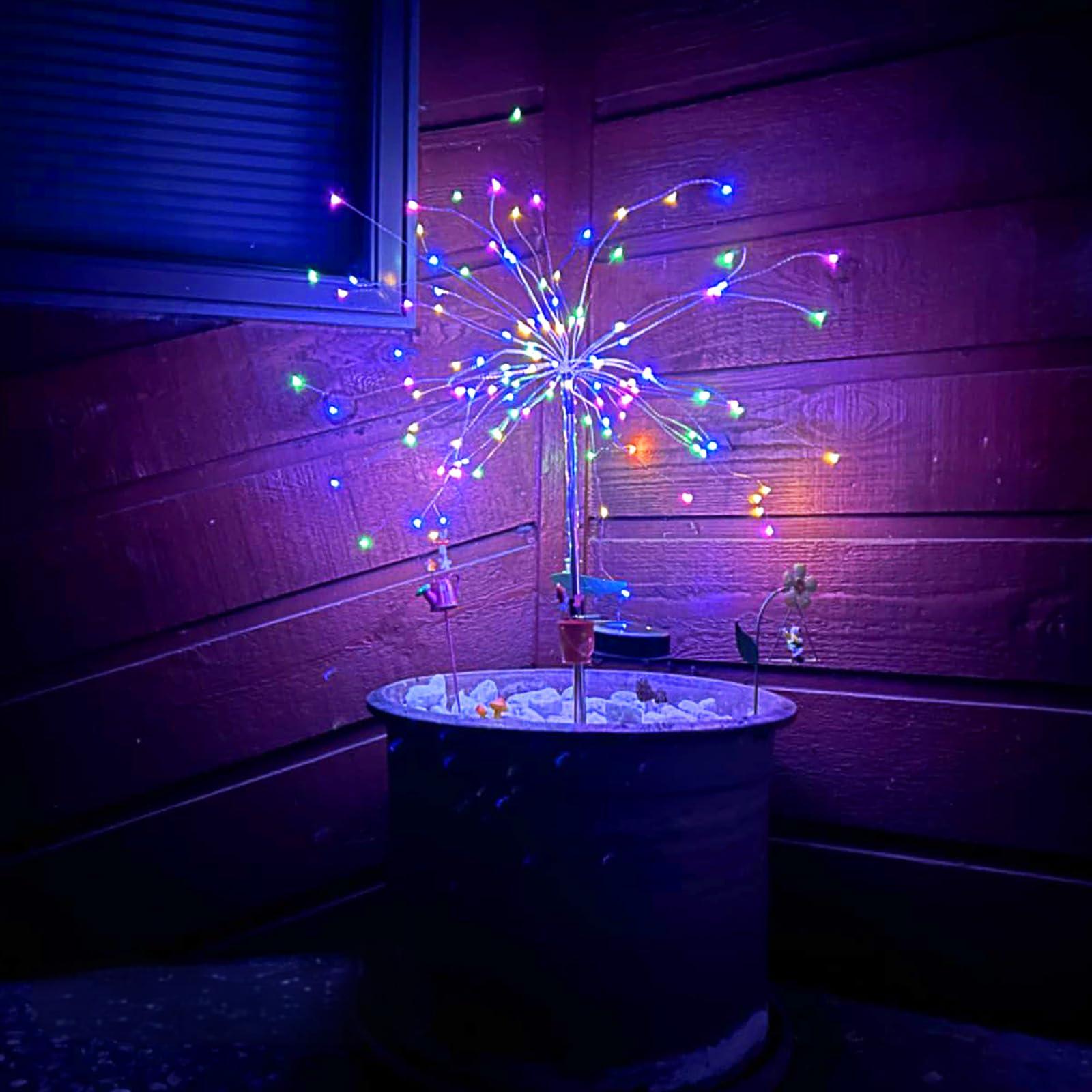 Outdoor Decorative 200LED Solar Fireworks Light Multicolor Starburst Lamps with 8 Lighting Modes,Waterproof for Garden Yard Path