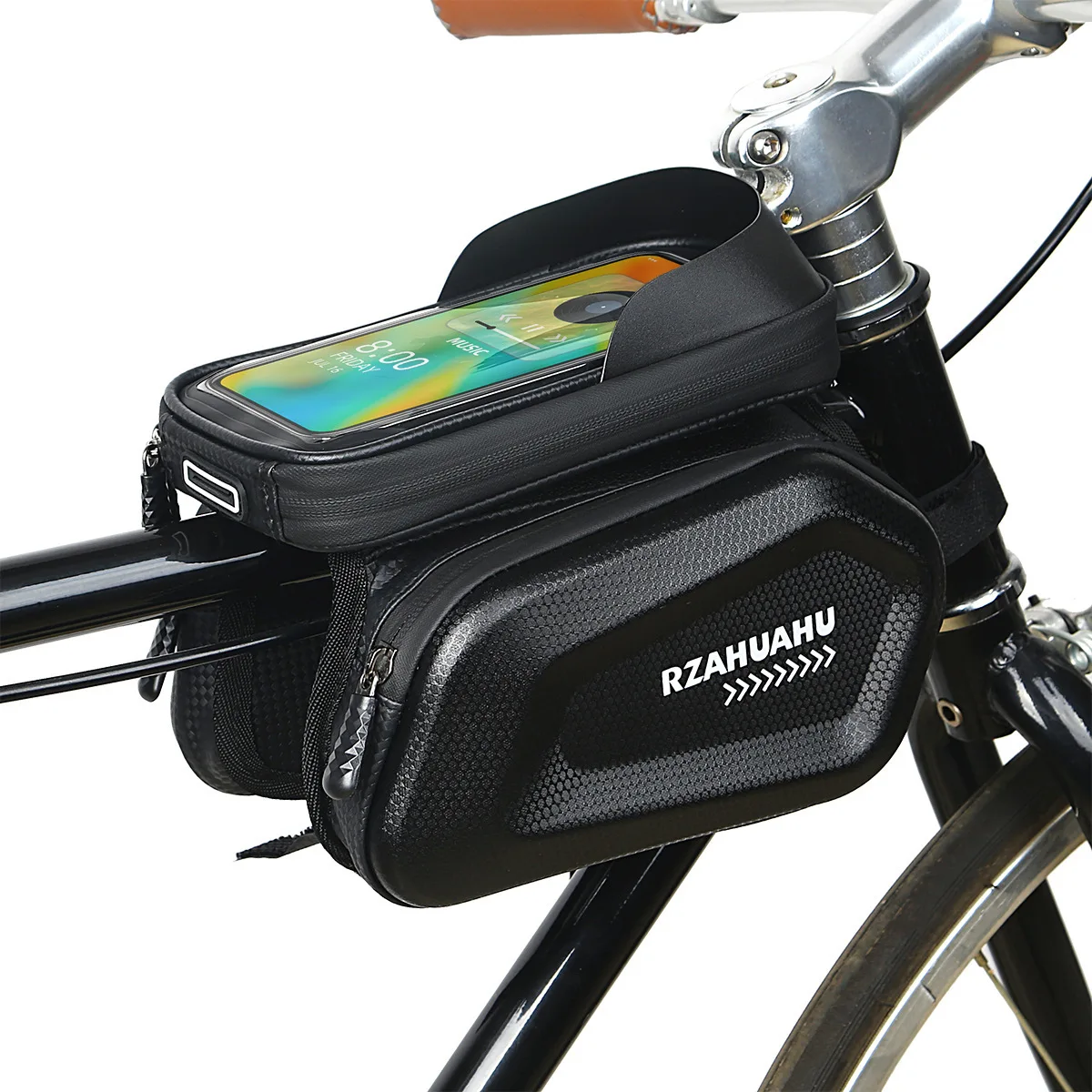 เคสแข็งโทรศัพท์กันน้ําสะท้อนแสงความจุขนาดใหญ่กระเป๋าท่อด้านบน MTB จักรยานอานกระเป๋ากระเป๋าหัวกระเป๋าลําแสงด้านหน้า